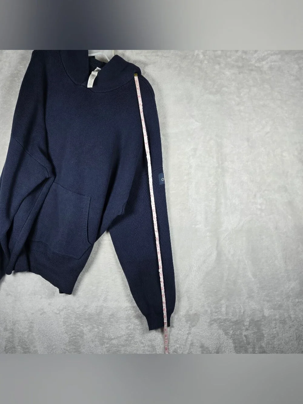 Alo Yoga Scholar Hooded Sweater Women’s Large Navy Blue Heavyweight Knit Relaxed